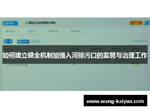如何建立健全机制加强入河排污口的监管与治理工作